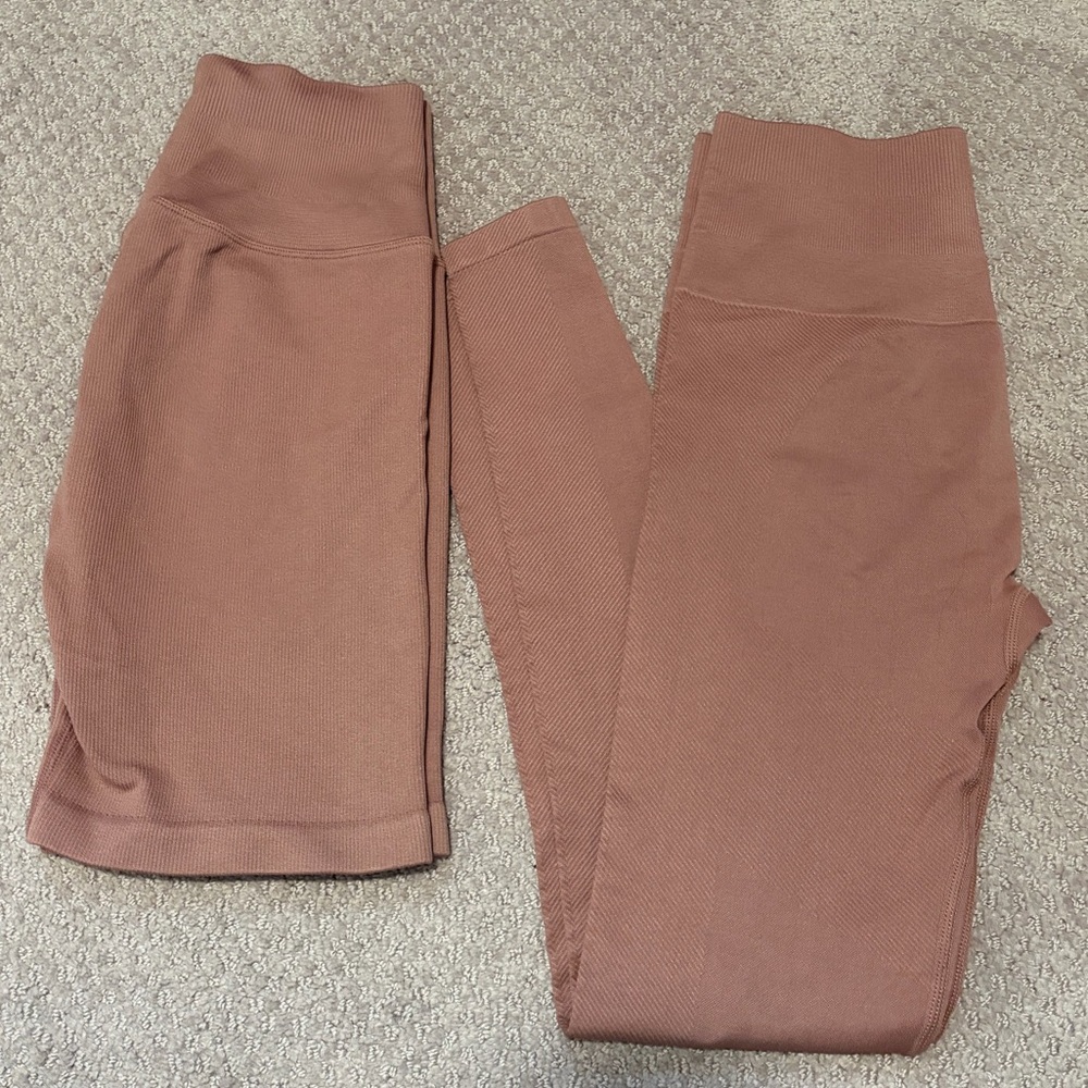 2 pc spiritual gangster leggings and bike shorts set